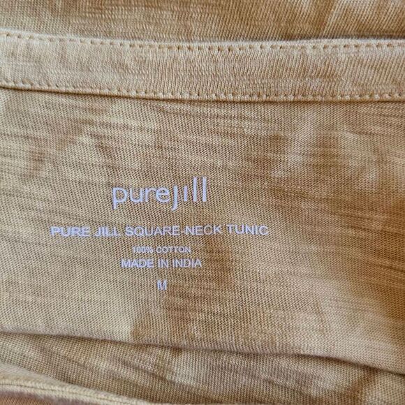 J jill pure jill womens Sz M mustard yellow square neck tunic top 100%cotton - Picture 6 of 6
